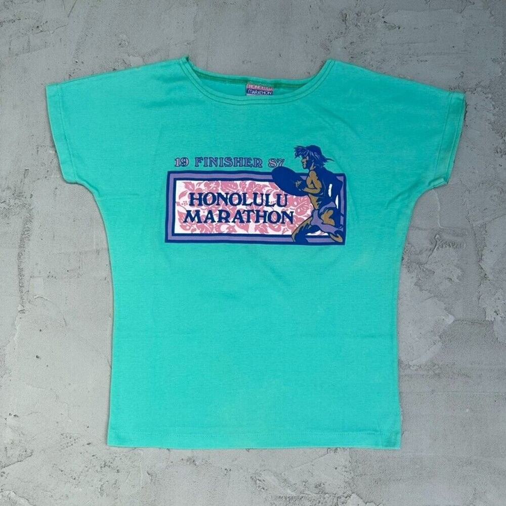 Vintage Honolulu Marathon Finisher 1987 Hawaii Teal Women’s T Shirt